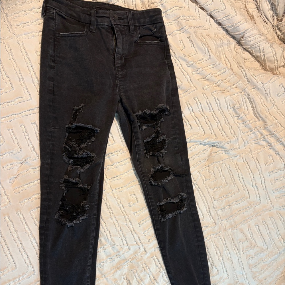 American Eagle Black Distressed Jeans